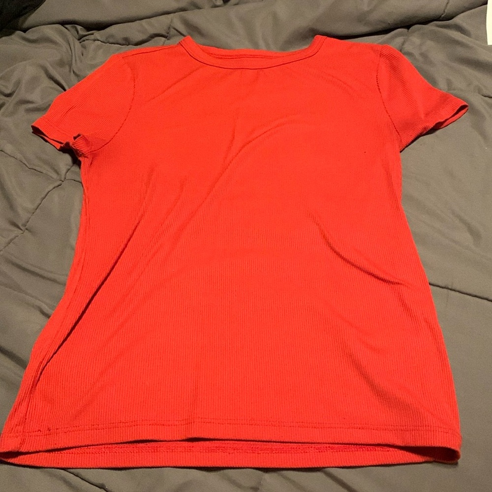 Plain Red Ribbed Shirt